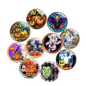 20MM Halloween Print glass snap button charms