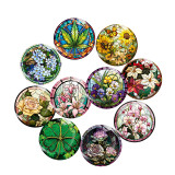 20MM botany Print glass snap button charms
