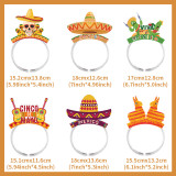 6pcs/lot Mexico Theme Party Children's Headband Decoration Supplies Carnival Paper Headband Photo Prop