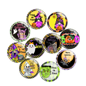 20MM Halloween Print glass snap button charms