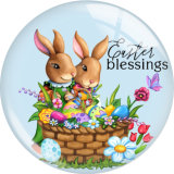 20MM Easter Bunny Print glass snap button charms