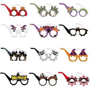 12pcs/lot Halloween Party Funny Glasses Children's Photography Props Holiday Party Decoration Paper Glasses