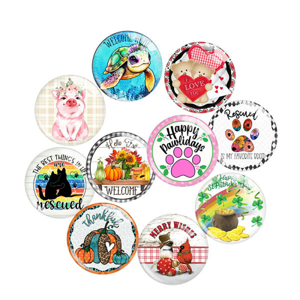 20MM  Holiday glass snap button charms