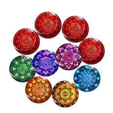 20MM Bhakti yoga Print glass snap button charms