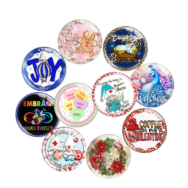 20MM  Holiday glass snap button charms