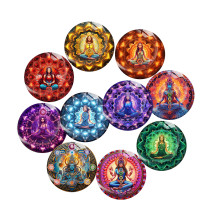 20MM Bhakti yoga Print glass snap button charms