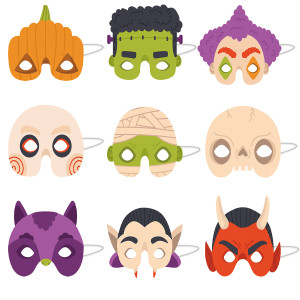 9pcs/lot Halloween Mask Party Decoration Children's Cartoon Terror Vampire Eye Mask Dress Up Ball Half Face Mask