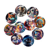 20MM Space animals Print glass snap button charms