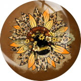 20MM sunflower Print glass snap button charms