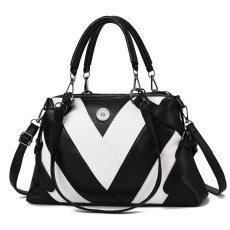 Handheld large bag, soft leather color contrast, large capacity single shoulder diagonal cross bag fit 20MM Snaps button jewelry wholesale