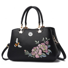 Handbag Fashion Embroidered Soft Leather One Shoulder Diagonal Straddle Bag fit 20MM Snaps button jewelry wholesale