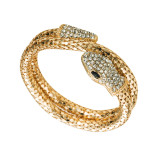 Snake shaped alloy water diamond wrapped bracelet