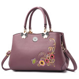 Handbag Fashion Embroidered Soft Leather One Shoulder Diagonal Straddle Bag fit 20MM Snaps button jewelry wholesale