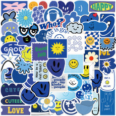 59 Blue Smile Graffiti Stickers Decorative Guitar Luggage DIY Creative Waterproof Stickers