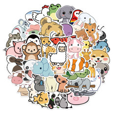 50 Cute Cartoon Animal Collection Stickers Personalized Decoration Luggage Case Notebook Waterproof Stickers Removable and Non Repeatable