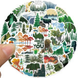 50 green forest graffiti stickers for decorating guitar luggage waterproof stickers