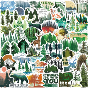 50 green forest graffiti stickers for decorating guitar luggage waterproof stickers