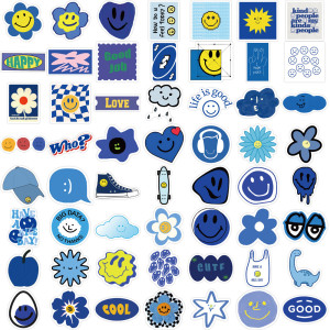 59 Blue Smile Graffiti Stickers Decorative Guitar Luggage DIY Creative Waterproof Stickers