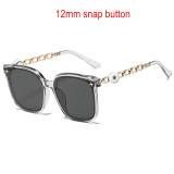 Sunglasses, chain legs, sunglasses, large frame, slimming glasses fit 12MM Snaps button jewelry wholesale