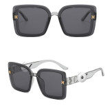 Frameless copy sunglasses with large frame and plain shade sunglasses are fashionable fit 20MM Snaps button jewelry wholesale