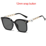 Sunglasses, chain legs, sunglasses, large frame, slimming glasses fit 12MM Snaps button jewelry wholesale