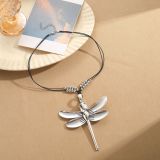 Dragonfly Pendant Acrylic Alloy Wax Rope Necklace