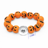 Halloween Pumpkin Ghost Spider The Nightmare Before Christmas Wood Bead Elastic Bracelet fit  20MM Snaps button  wholesale