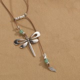 Dragonfly Pendant Acrylic Alloy Wax Rope Necklace