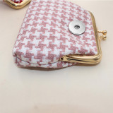 Fashion Houndstooth 4-inch clip bag Short coin bag Buckle wallet fit 20MM Snaps button jewelry wholesale