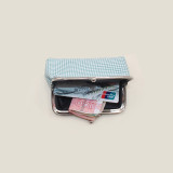 Fabric Cross Pattern Key Bag Mini Bag Zero Money Bag Card Bag Short Handbag fit 20MM Snaps button jewelry wholesale