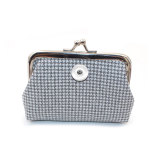 Fabric Cross Pattern Key Bag Mini Bag Zero Money Bag Card Bag Short Handbag fit 20MM Snaps button jewelry wholesale