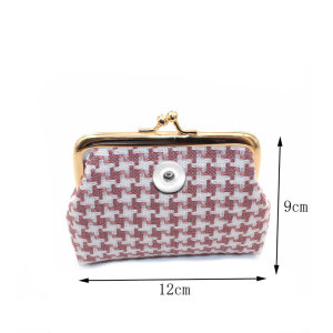 Fashion Houndstooth 4-inch clip bag Short coin bag Buckle wallet fit 20MM Snaps button jewelry wholesale