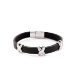 Stainless steel genuine leather bracelet with multi-color texture and high-end bracelet