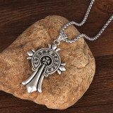 Alloy cross pendant with Stainless steel chain necklace