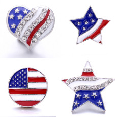 20MM Flag of the United States Pentagram love rhinestone  design  Metal snap buttons