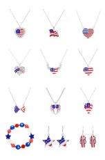 Independence Day Flag Pendant Necklace Pentagram Love Necklace Bracelet Earrings