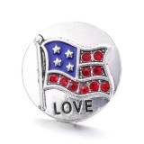 20MM Flag of the United States Pentagram love rhinestone  design  Metal snap buttons