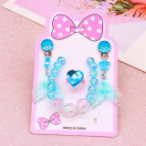 Children's Beaded Necklace Bracelet Cute Cartoon Bracelet Necklace Ring Earring Set