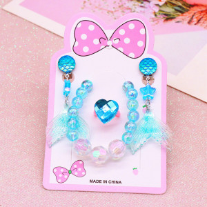 Children's Beaded Necklace Bracelet Cute Cartoon Bracelet Necklace Ring Earring Set