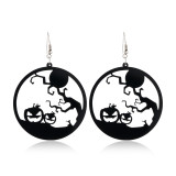 Horror Spider Pumpkin Witch Black Cat Round Acrylic Halloween Earrings