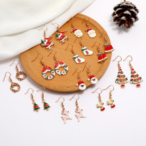 Christmas Earrings Christmas Tree Snowflake Deer Alloy Dropping Oil Earrings