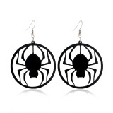 Horror Spider Pumpkin Witch Black Cat Round Acrylic Halloween Earrings