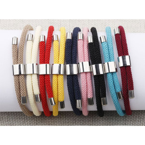 Adjustable Colorful Milan Thread Stainless Steel Bracelet fit  20MM Snaps button  wholesale