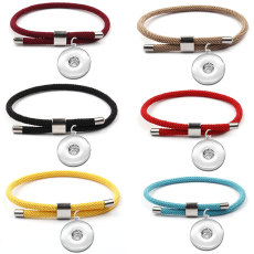 Adjustable Colorful Milan Thread Stainless Steel Bracelet fit  20MM Snaps button  wholesale