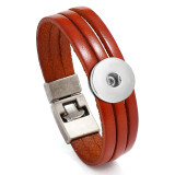 Fashionable, trendy, personalized, retro men's cowhide bracelet, original style street performance, minimalist bracelet fit 20MM Snaps button jewelry wholesale