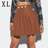 Pleated skirt sexy short skirt PU leather short skirt nightclub style fit 20MM Snaps button jewelry wholesale