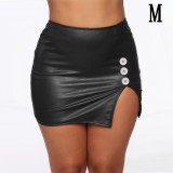 High Waist Wrapped Hip Short Skirt Nightclub PU Leather Zipper Sexy Leather Skirt fit 20MM Snaps button jewelry wholesale