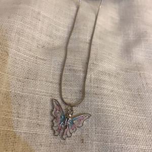 Pink Butterfly Barbie Necklace