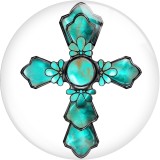 20MM faith cross glass snap button charms