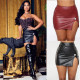 High Waist Wrapped Hip Short Skirt Nightclub PU Leather Zipper Sexy Leather Skirt fit 20MM Snaps button jewelry wholesale